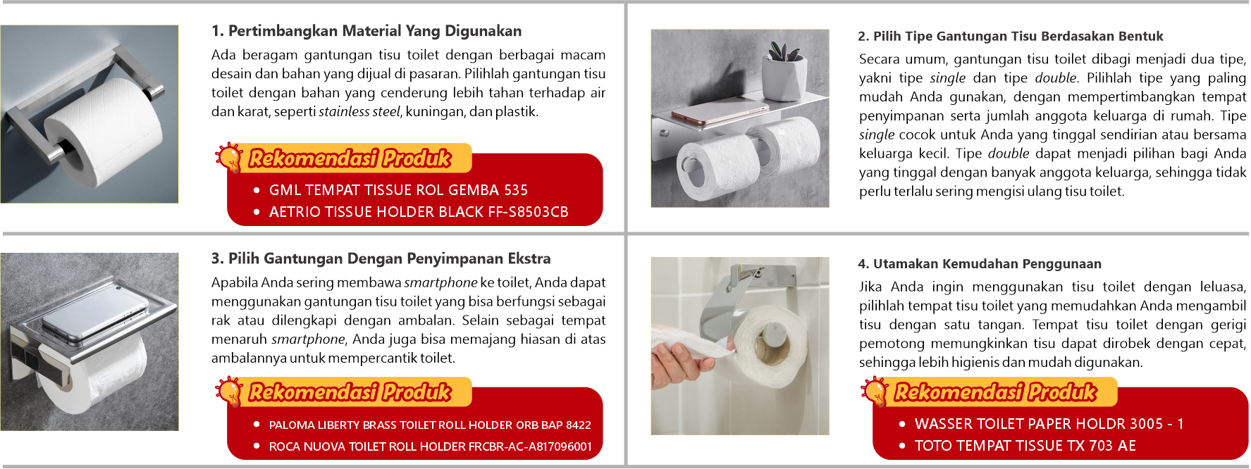 Hal yang harus diperhatikan sebelum memasang gantungan tisu toilet